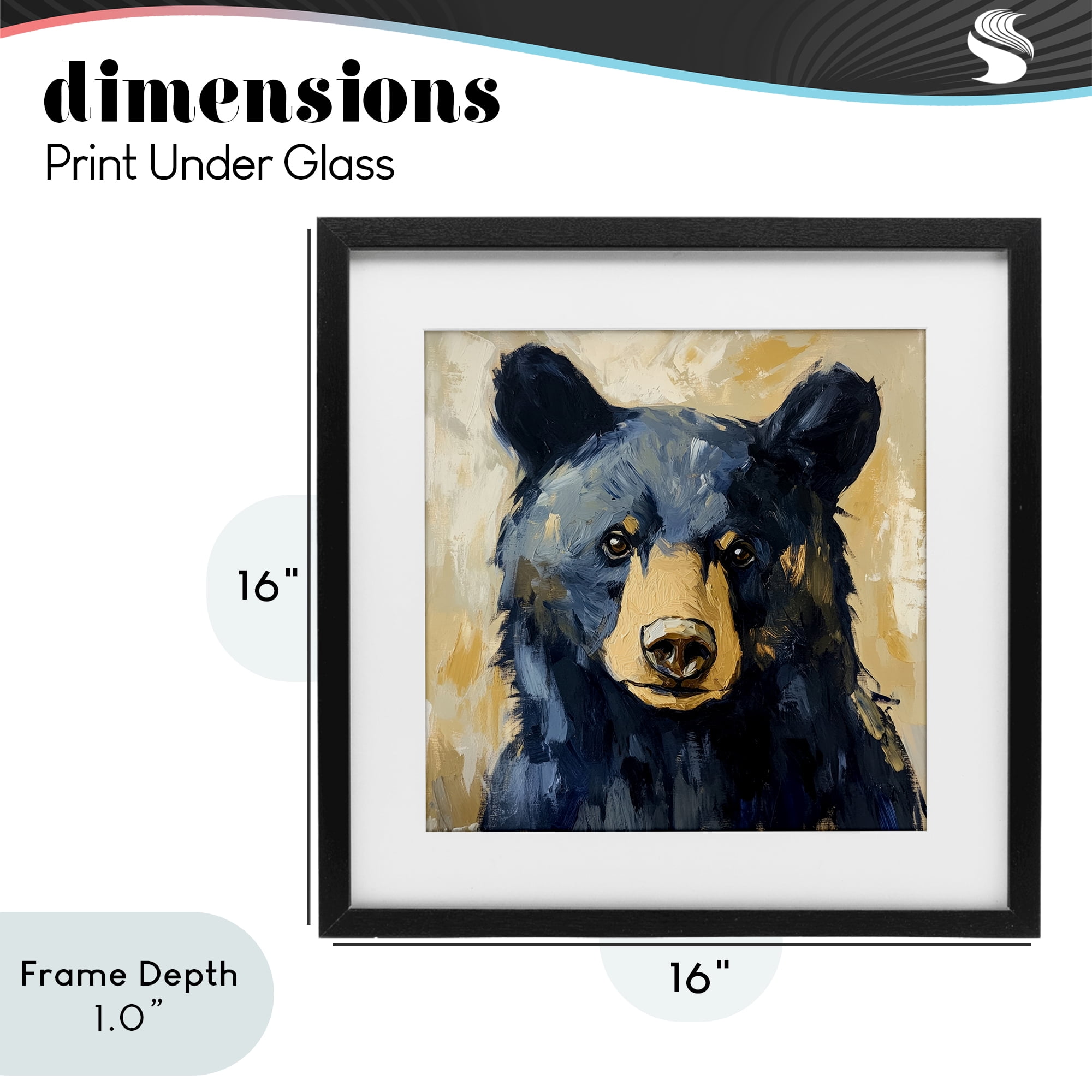 Stupell Industries Big Bear with Brushstrokes Black Framed Print Under Glass, design by Petal Prints Design