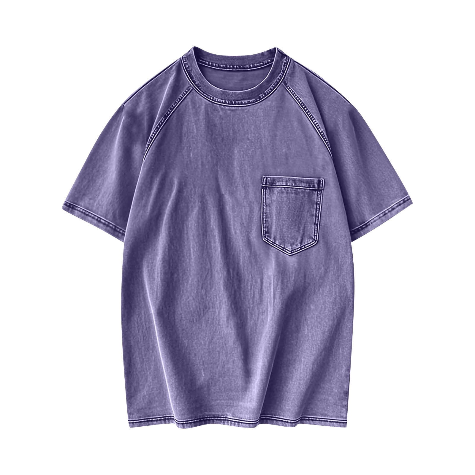 LODIENY Mens Oversized (XS-5XL) Vintage T shirts with Pocket Short