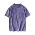 thumbnail image 3 of Hfnxid Men's Big and Tall Top Vintage Short Sleeve Shirt Solid Color Crewneck T-Shirt Casual Going Out Tops with Pocket Purple XXL, 3 of 5