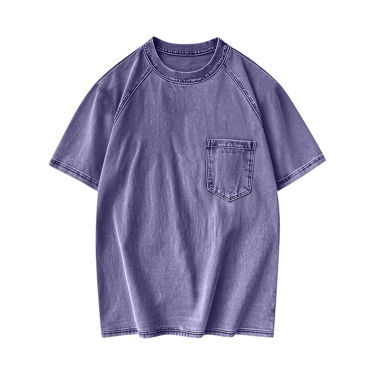 LODIENY Mens Oversized (XS-5XL) Vintage T shirts with Pocket Short