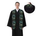 thumbnail image 4 of Logiee Mystical Black Cat Fireflies Print Unisex Adult Graduation Stole Shawl 72" Long for Academic Commencements Shawl-Sharp Corner, 4 of 7