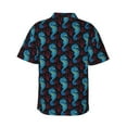 thumbnail image 4 of Xecao Blue Seahorse print Hawaiian shirt - a stylish short-sleeve button-down for men, perfect for casual beach and tropical outings., 4 of 9
