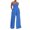 Blue, variant on Valentine's Day SEMPAI Women'S Solid Color High-Waist Pleated Pocket Wide-Leg Casual Chiffon High-Waist Jumpsuit Up to 65% off