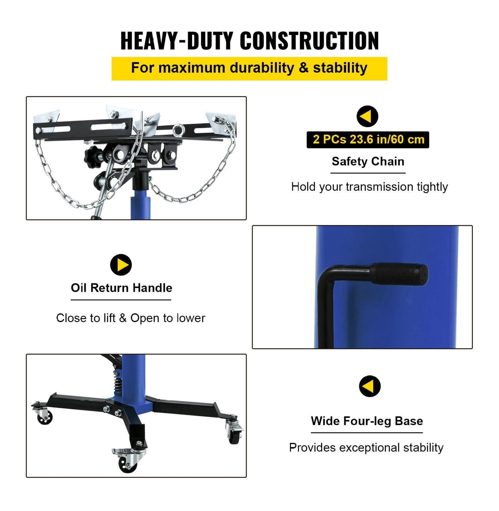 Transmission Jack 1100 Lbs, 33-67" High Lift Telescoping Hydraulic Jack, 1/2 Ton Shop Floor Jack with Pedal & Swivel Wheels for Garage Automotive