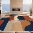 thumbnail image 2 of Design&I 8'x10' Washable Area Rug Navy Terracotta Geometric Design Bold Retro Abstract with Curves for Living Room, Family Extra Large Skid-Resistant Low Profile, 2 of 7