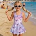 thumbnail image 3 of Xixirimido Butterfly Purple Marble Print Girls One Piece Swimsuit with Skirt Modest Sleeveless Swim Dress Featuring Built-in Shorts & UPF 50+ Sun Protection for Beach Pool, 8-9 Years, 3 of 7