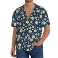 thumbnail image 3 of Honeii 's Daisy Floral B for men's short-sleeved button-up collared shirt featuring a pocket, perfect for beach vacations, and travel adventures., 3 of 5