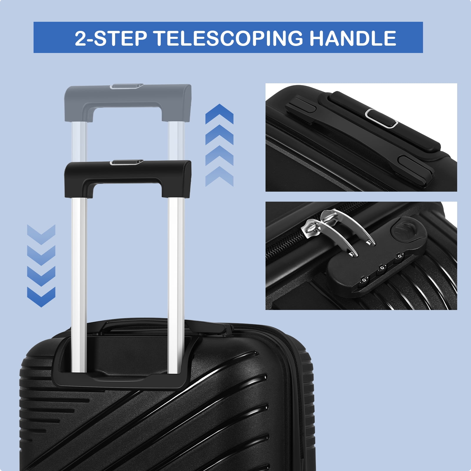 20inch luggage Carry on luggage Travel Suitcase Airline Approved Hardside Polycarbonate Lightweight with Spinner Wheels TSA Lock YKK Zippers