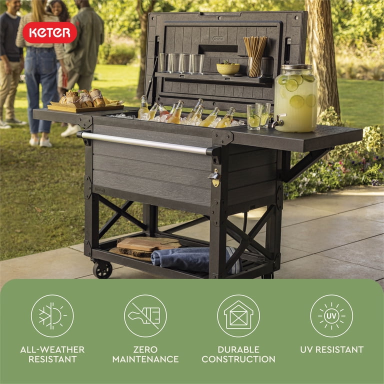 Keter, Outdoor Patio Cooler Ice Chest, 89.8 Quart, Gray - Walmart.com