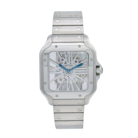 Pre-Owned Cartier Santos WHSA0015 39.8MM White Dial With Stainless Steel Bracelet