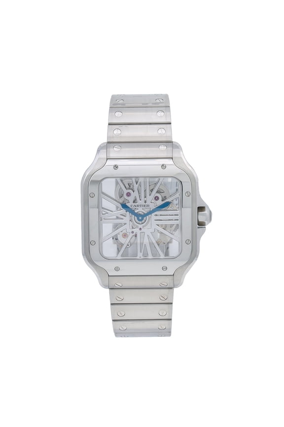Pre-Owned Cartier Santos WHSA0015 39.8MM White Dial With Stainless Steel Bracelet