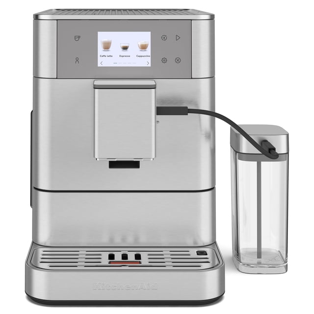 KitchenAid KES8557SX Cafetera espresso totalmente automática KF7 con accesorio para leche, acero inoxidable