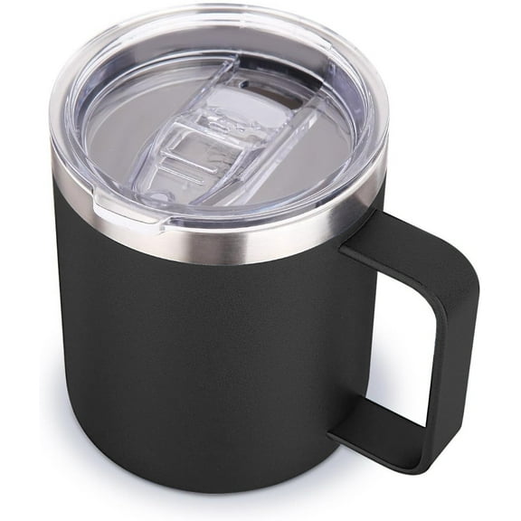 SUSWIM 12oz Stainless Steel Insulated Coffee Mug with Handle, Double Wall Vacuum Travel Mug, Tumbler Cup with Sliding Lid