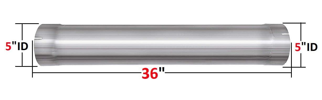 Colt Exhaust | Stainless Steel 5" Straight Exhaust Pipe 36" Length | Universal Fit Exhaust Pipe | Includes Two Lap Joint Band Clamps