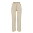 thumbnail image 4 of ShiShine Wide Leg Pants for Wome Elastic Straight Leg Lounge Pant Drawstring Lightweight Beach Trousers, 4 of 5