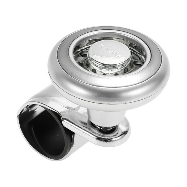 Perilla del volante de automóvil Unique Bargains de 35mm Trompo para SUV, camionetas, semirremolques, furgonetas, barcos Tono plateado 1 Pc