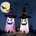 thumbnail image 2 of Halloween Hanging Ghost Witch Hats Led Light Up Ghost Windsocks for Decoration(Colorful Lights 3PACKS), 2 of 7
