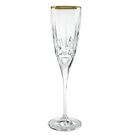 

Chic Set of 6 Flute Goblets with 24K Gold Trim By Lorren Home Trends
