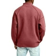 thumbnail image 5 of Qwertyu Men Quarter Zip Pullover Waffle Shirts Casual Stand Collar Thermal Long Sleeve Sweatshirt 1/4 Zipper Winter Warm Polo Shirts Wine S, 5 of 6