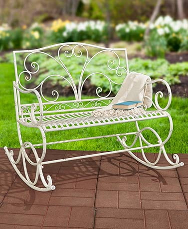 Best A Antique White Park Bench Metal In The Sun Long Patio