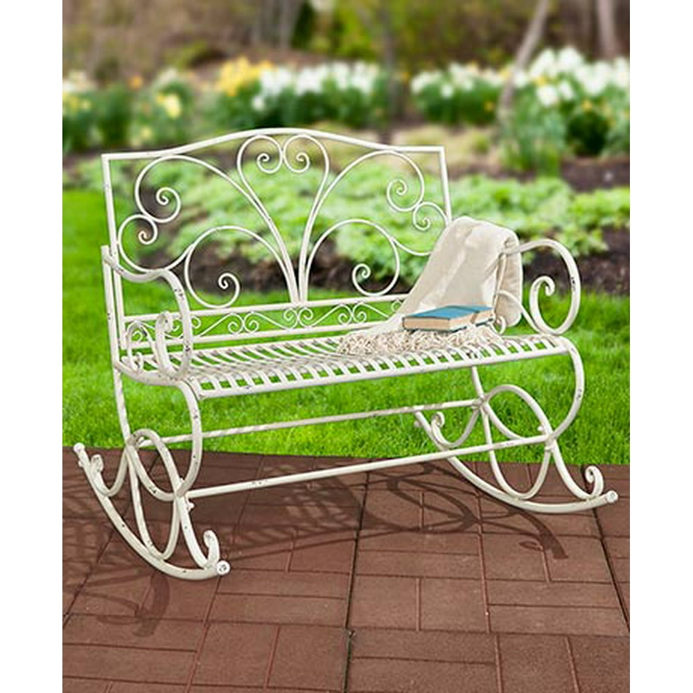 Best A Antique White Park Bench Metal In The Sun Long Patio Benches For