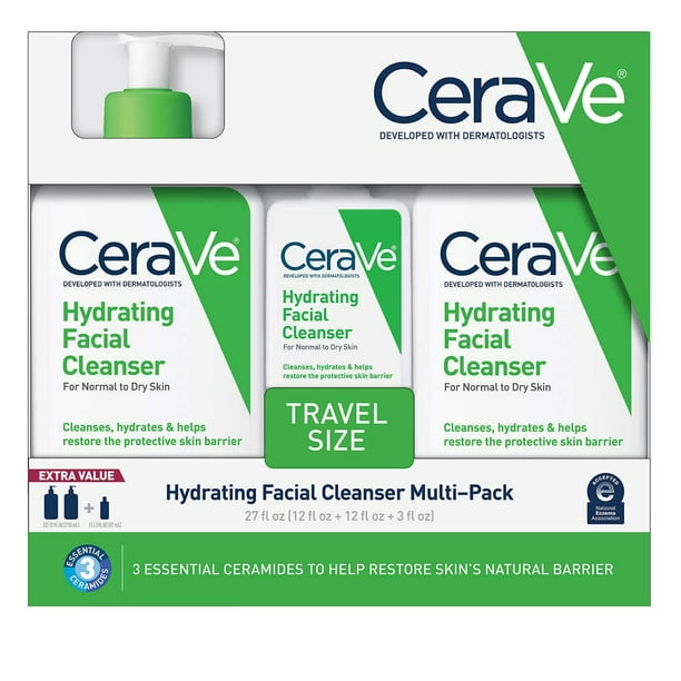 Cerave Hydrating Facial Cleanser Set, 3 Pack - Walmart.com