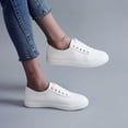 thumbnail image 6 of NOKIO White Sneakers for Women Womens Tennis Shoes Women's Fashion Leather Sneakers Lace up Casual Shoes for Walking Comfortable Non Slip Shoes Fashion Lace Up Flat, 6 of 9