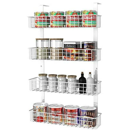 

4 Tier Magnetic Spice Rack | Strongly Magnetic Spice Shelf with Utility Hooks | Refrigerator Spice Storage | Kitchen Storage Rack for Placing Seasoning Bottles Plastic Wraps or Garbage Bags (White)