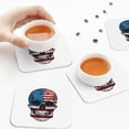 thumbnail image 4 of Drink Coasters, American Flag Skull -PVC Leather Coasters Sets of 4 for Tabletop Protection - Bar Accessories, Coasters for Drinks Cup Aesthetic Coasters Home Office Decor Square, 4 of 5