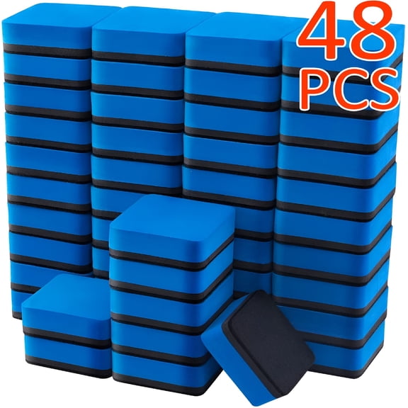 CCOCC 2026 New 48 Pack Magnetic Whiteboard Erasers,Chalkboard Cleansers for Classroom,Home and Office for School, Study, Meeting, Training (Blue,1.97 X 1.103 Inch)