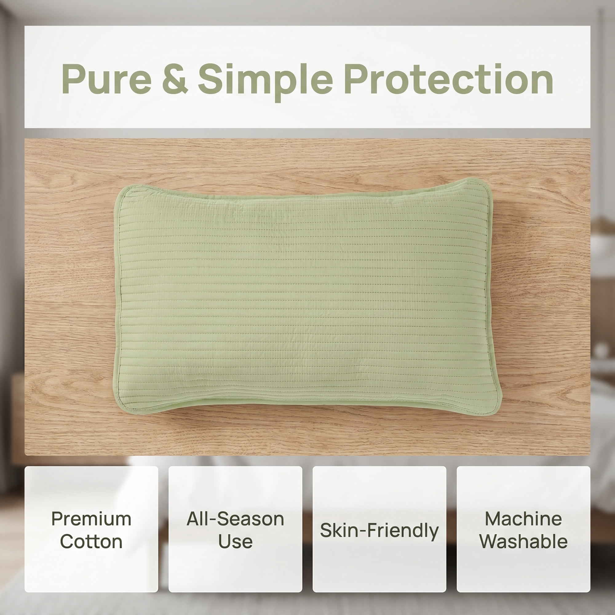 Unique Bargains Comfortable Envelope-style Pillow Protector, 2-pack Quilted Green 19"x29"