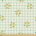 thumbnail image 2 of Ambesonne Floral Fabric by the Yard Upholstery, Minimalist Arrangement, 5 Yards, Ivory Mustard Blue Grey, 2 of 5