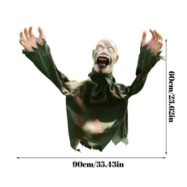 JJKBVCLO Halloween Decoration Outdoor Courtyard Logo Shaped Electronic Plug Sound Control Swinging Body Decoration Terrifying Skeleton Garden Prop Post