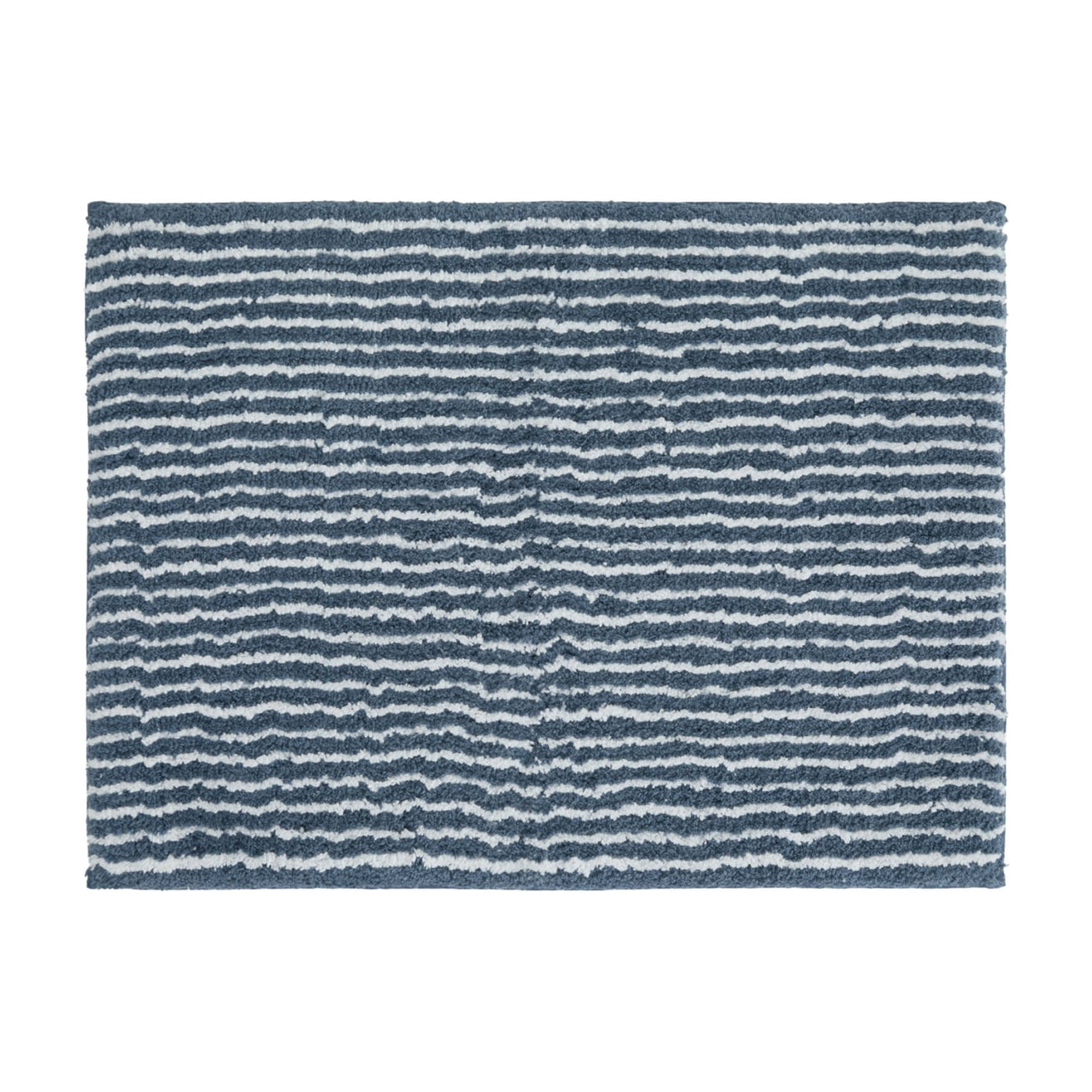 Noble Linens Pinstripe Cotton Bath Mat, 24 in x 17 in, Navy