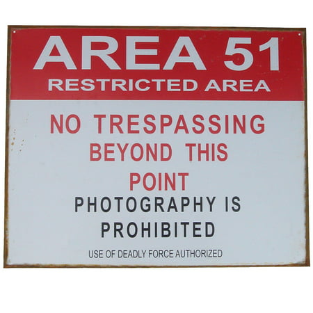 Tin Metal Sign- US Area 51 Restricted No Trespassing -Vintage Bar/Pub Wall