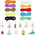 thumbnail image 2 of Colorful Flat Shoelace Set 10 Strands Shoelace with 11PCS Shoe Pendant Charms Mixed Color Polyester Cords Sneaker Shoe Laces Cute Shapes Alloy Enamel Pendants, 2 of 6