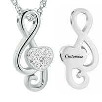 Personalized Engrave Cremation Jewelry Crystal Music Note Urn Necklace for Ashes Stainless Steel Necklace Urn Cremation Memorial Ashes Holder Keepsake Pendant Locket