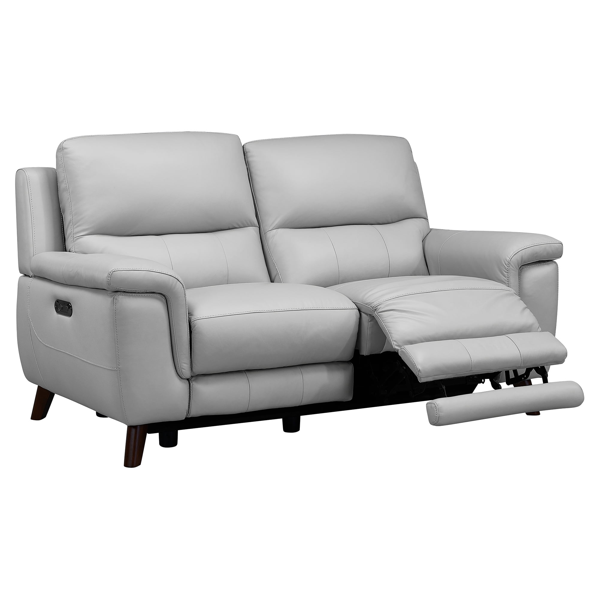 Lizette Top Grain Leather Dove Grey Power Recliner Loveseat with USB