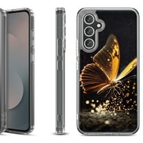 Shockproof Protective Phone Case Cover for Samsung Galaxy S25 FE, by OneToughShield - Golden Butterfly