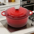 thumbnail image 5 of 20cm Enameled Dutch Oven, Heavy Duty 20cm Enameled Cast Iron Dutch Oven Pot, Multiuse Stovetop Cooker for Stewing Braising Baking Bread, Durable Pot for Home Kitchen All Stovetops, 5 of 7