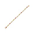 thumbnail image 2 of Gem Stone King 18K Yellow Gold Plated Silver Red Ruby and Green Peridot and White Lab Grown Diamond Bracelet for Women (2.97 Cttw, Gemstone July Birthstone, Round 4MM, 7 inch), 2 of 6