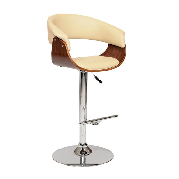 Modern Swivel Barstool - Adjustable Height Faux Leather Counter Stool with Chrome Base