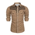 thumbnail image 4 of Mens Western Shirts Long Sleeve Button Down Shirts Cowboy Slim Fit Spring Fall Tops Khaki XL, 4 of 4