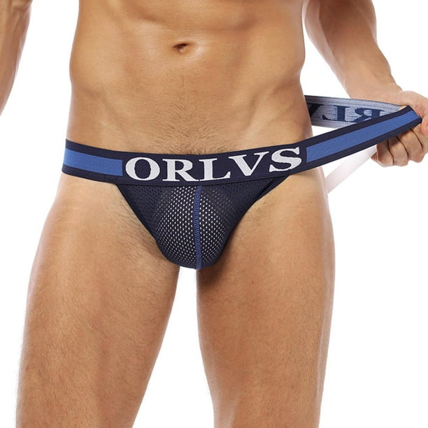RXIRUCGD Underwear Men's Sexy Comfortable Thong Cotton Fashion Men's  Underwear Mens Thong Underwear Blue 