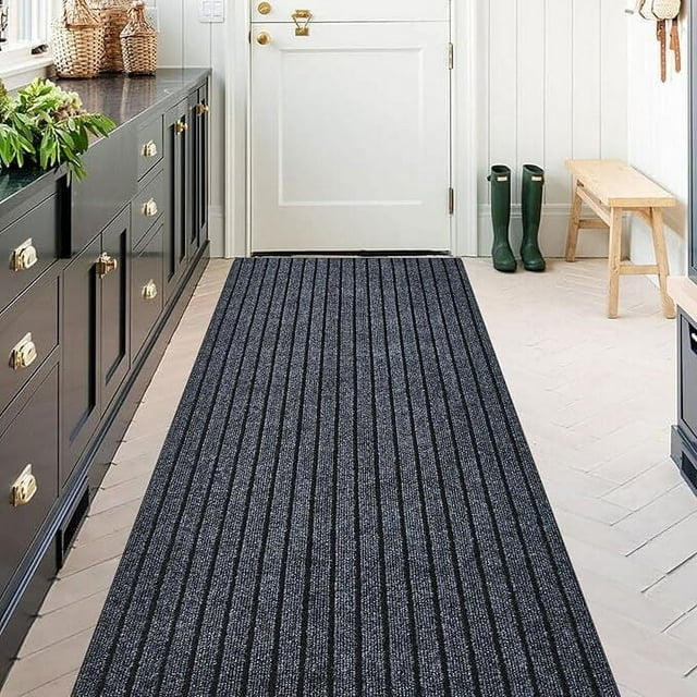 ANTPOP Runner Rug Outdoor Carpet Runners Hallway Non-Slip Rubberback Area Rugs Indoor Entrance Mat for Entryway Kitchen, 4'x4', Striped Gray