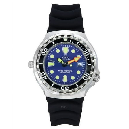 Ratio FreeDiver Version 03 Helium Safe 1000M Sapphire Quartz Blue Dial 1038EF102V-BLU-V03 Men's Watch