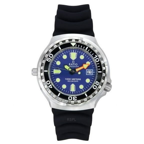 Ratio FreeDiver Version 03 Helium Safe 1000M Sapphire Quartz Blue Dial 1038EF102V-BLU-V03 Men's Watch