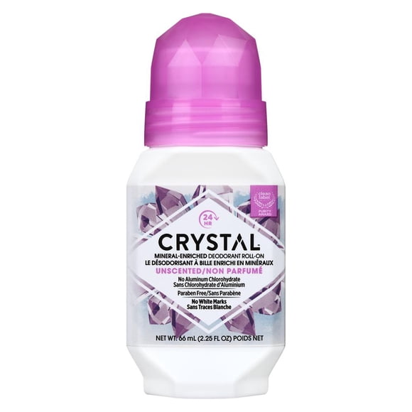 Déodorant Corps Crystal® Naturel à 100 % Roll-on | Sans Parfum et Sans Parabènes | Végan et Non Testé sur les Animaux