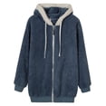 thumbnail image 3 of Chaqueta de mujer de moda Chaqueta cálida de gran tamaño con cómodo forro de invierno y otoño Azul jinwen  Abrigo de invierno, 3 of 8