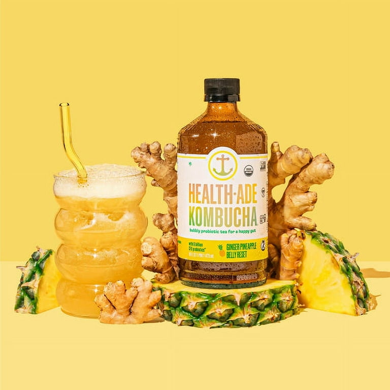 Health-Ade Kombucha, Ginger Pineapple Belly Reset - 12 Pack